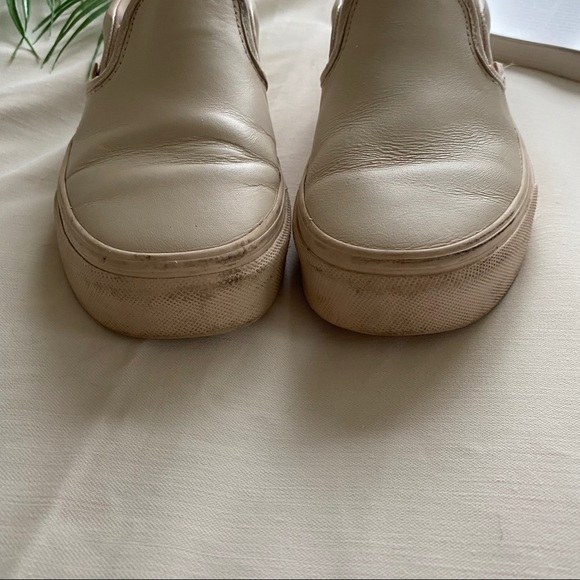 Vans White Leather Classic Slide Sneakers Size 5 - Picture 4 of 7